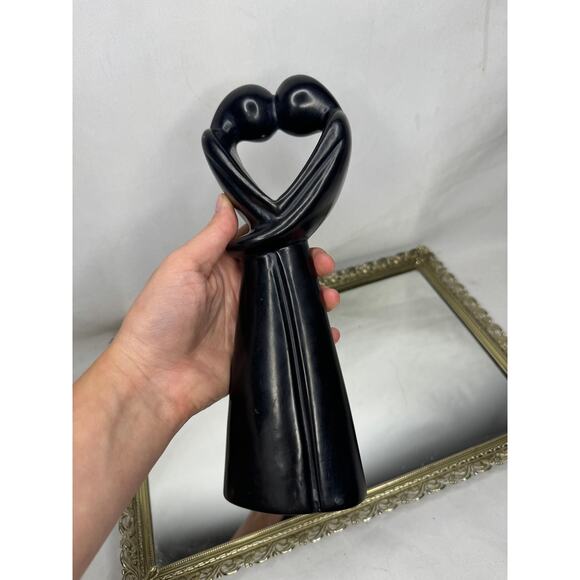 Beautiful Vintage Hand Carved Black Soapstone Figurine Lovers Made in Kenya - Picture 2 of 9